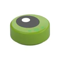 Tile Round 1 x 1 with Black Pupil, Green Dots Print, Lime