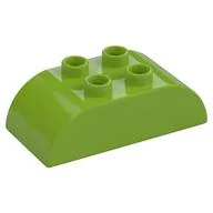Duplo Brick 2 x 4 Curved Top, Lime