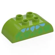 Duplo Brick 2 x 4 Curved Top with Green and Medium Azure Triangular Spots Print, Lime