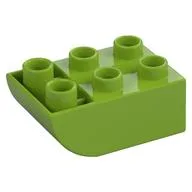Duplo Brick 2 x 3 with Curved Bottom, Lime