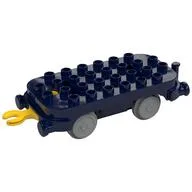 Duplo Train Base 4 x 8 with Light Bluish Gray Train Wheels and Yellow Moveable Hook (New Version), Dark Blue