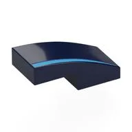 Brick Curved 2 x 1 No Studs with Dark Azure Stripe Print, Dark Blue