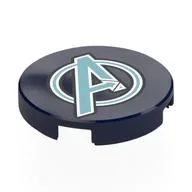 Tile Round 2 x 2 with Sand Blue/White Avengers Logo Print, Dark Blue