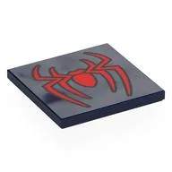 Tile 4 x 4 with Red Spider Print, Dark Blue