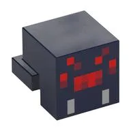Minifig Head Special, Cube with Rear Ledge, Pixelated Red and Light Bluish Grey Face Print (Spider), Dark Blue