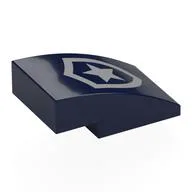 Brick Curved 3 x 2 No Studs with Silver Police Badge Print, Dark Blue