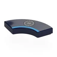 Tile 2 x 2 Curved, Macaroni with Dark Azure Stripe, Silver Fuel Cap Print, Dark Blue