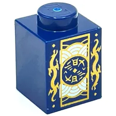 Brick 1 x 1 with Tea Bags Print, Dark Blue