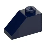 Brick Sloped 45° 2 x 1 with Bottom Pin, Dark Blue