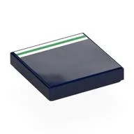 Tile 2 x 2 with White/Green/White Stripes Print, Dark Blue