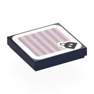 Tile 2 x 2 with Bob-omb and Barcode Print (Sticker), Dark Blue