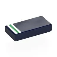 Tile 1 x 2 with White/Green/White Stripes Print, Dark Blue