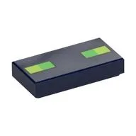 Tile 1 x 2 with Pixelated Face / Lime/Green Squares Print, Dark Blue