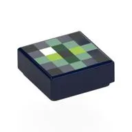 Tile 1 x 1 with Pixelated Eye of Ender Print, Dark Blue
