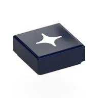 Tile 1 x 1 with White Star Print, Dark Blue