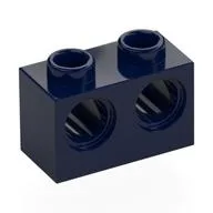 Technic Brick 1 x 2 [2 Pin Holes], Dark Blue