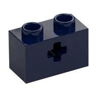 Technic Brick 1 x 2 with Axle Hole Type 1 [+ Opening] and Bottom Pin, Dark Blue