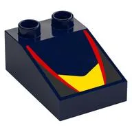Duplo Brick 3 x 2 Slope 33° with Black, Red, and Yellow Panels Print, Dark Blue