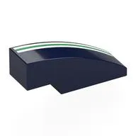 Brick Curved 3 x 1 No Studs with White/Green/White Stripes Print, Dark Blue