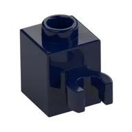 Brick Special 1 x 1 with Clip Vertical [Open O Clip, Hollow Stud], Dark Blue