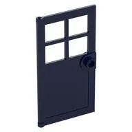 Door 1 x 4 x 6 with 4 Panes and Stud Handle, Dark Blue