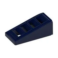 Brick Sloped 18° 2 x 1 x 2/3 with 4 Slots / Grate, Dark Blue
