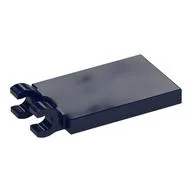 Tile Special 2 x 3 with 2 Clips without Tab between Clips, Dark Blue