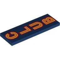 Tile 2 x 6 with Orange 'CLUB' Print, Dark Blue