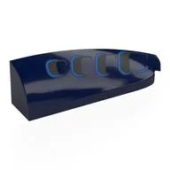 Brick Round, Curved Double 1 x 4 with Stud Notch Right with Black Vents Print, Dark Blue