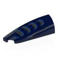 Brick Round, Curved Double 1 x 4 with Stud Notch Left with Black Vents Print, Dark Blue