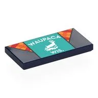Tile 2 x 4 with Kacket, Red/Yellow Collar, Dark Turquoise Shirt, 'WAYUPACA WIS.', Deer Print, Dark Blue