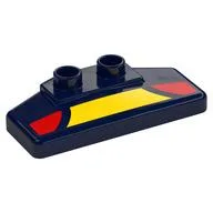 Duplo Rear Spoiler 2 x 4 x 1 / 2 with Yellow and Red Panels Print, Dark Blue