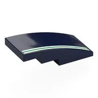 Brick Curved 4 x 2 No Studs with White/Green/White Stripes Print, Dark Blue