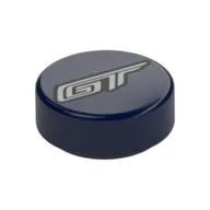 Tile Round 1 x 1 with 'GT' Print, Dark Blue