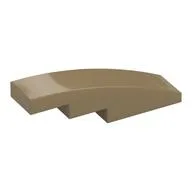 Brick Curved 4 x 1 No Studs [Stud Holder with Symmetric Ridges], Dark Tan