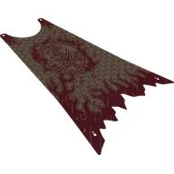 Large Figure Cape, Tattered with Dark Red Print, Dark Tan