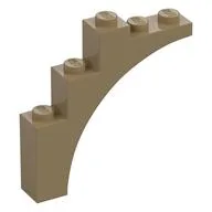 Brick Arch 1 x 5 x 4 [Continuous Bow, Raised Underside Cross Supports], Dark Tan
