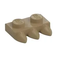 Plate Special 1 x 2 with Three Teeth [Tri-Tooth], Dark Tan