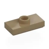 Plate Special 1 x 2 with 1 Stud with Groove and Inside Stud Holder (Jumper), Dark Tan