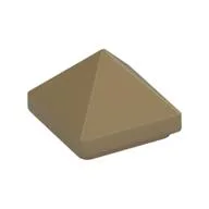Brick Sloped 45° 1 x 1 x 2/3 Quadruple Convex [Pyramid], Dark Tan