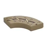 Tile 2 x 2 Curved, Macaroni with Tan Stitches, Dark Brown Tear Print, Dark Tan