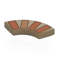 Tile 2 x 2 Curved, Macaroni with Nougat/Medium Nougat Bricks Print, Dark Tan