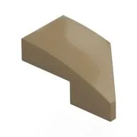 Brick Wedged, Curved 2 x 1 with Stud Notch Left, Dark Tan