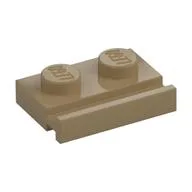 Plate Special 1 x 2 with Door Rail, Dark Tan