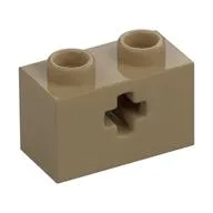 Technic Brick 1 x 2 with Axle Hole Type 1 [+ Opening] and Bottom Pin, Dark Tan
