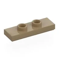 Plate Special 1 x 3 with 2 Studs with Groove and Inside Stud Holder (Jumper), Dark Tan