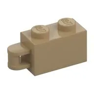 Brick Special 1 x 2 with Vertical Closed Handle on Edge, Dark Tan