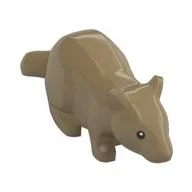 Animal, Rodent, Rat / Mouse with Black Eyes Print, Dark Tan
