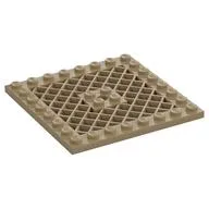Plate Special 8 x 8 with Grille [Hole in Center], Dark Tan