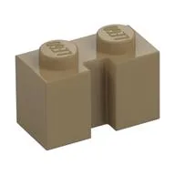 Brick Special 1 x 2 with Groove, Dark Tan